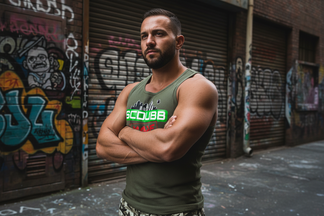 SCDUBB MADE olive tank top three-quarter