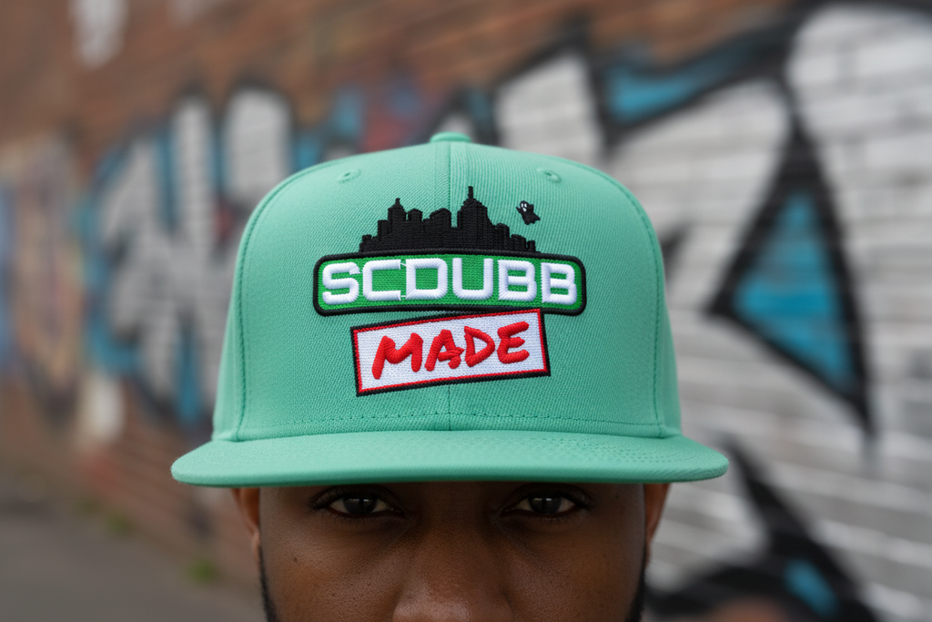 SCDUBB MADE mint green hat close-up