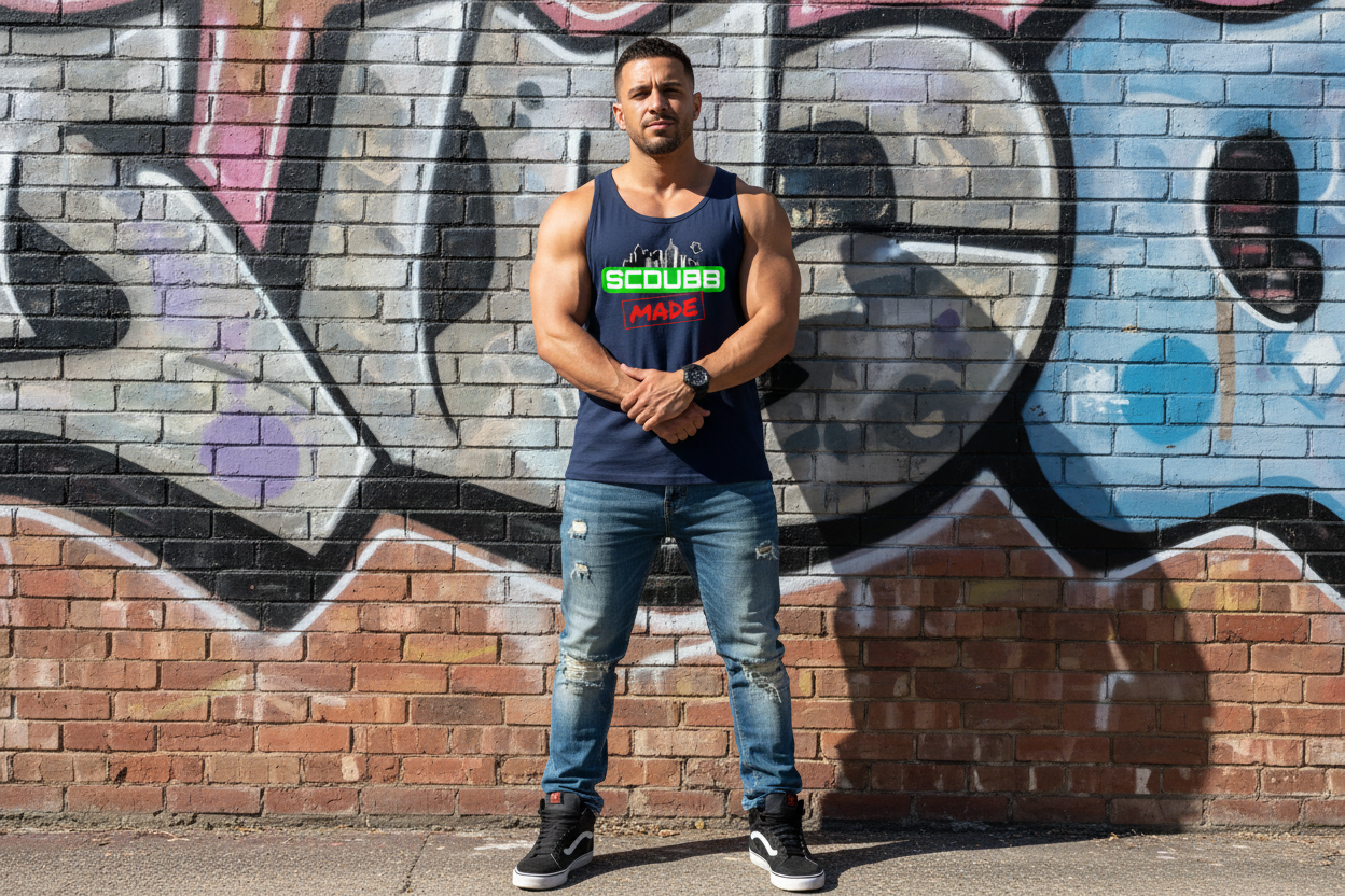SCDUBB MADE navy tank top full body