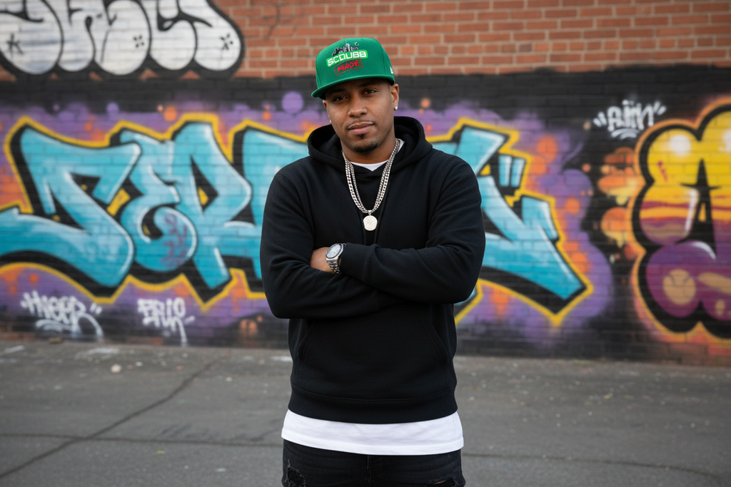 SCDUBB MADE forest green hat full body