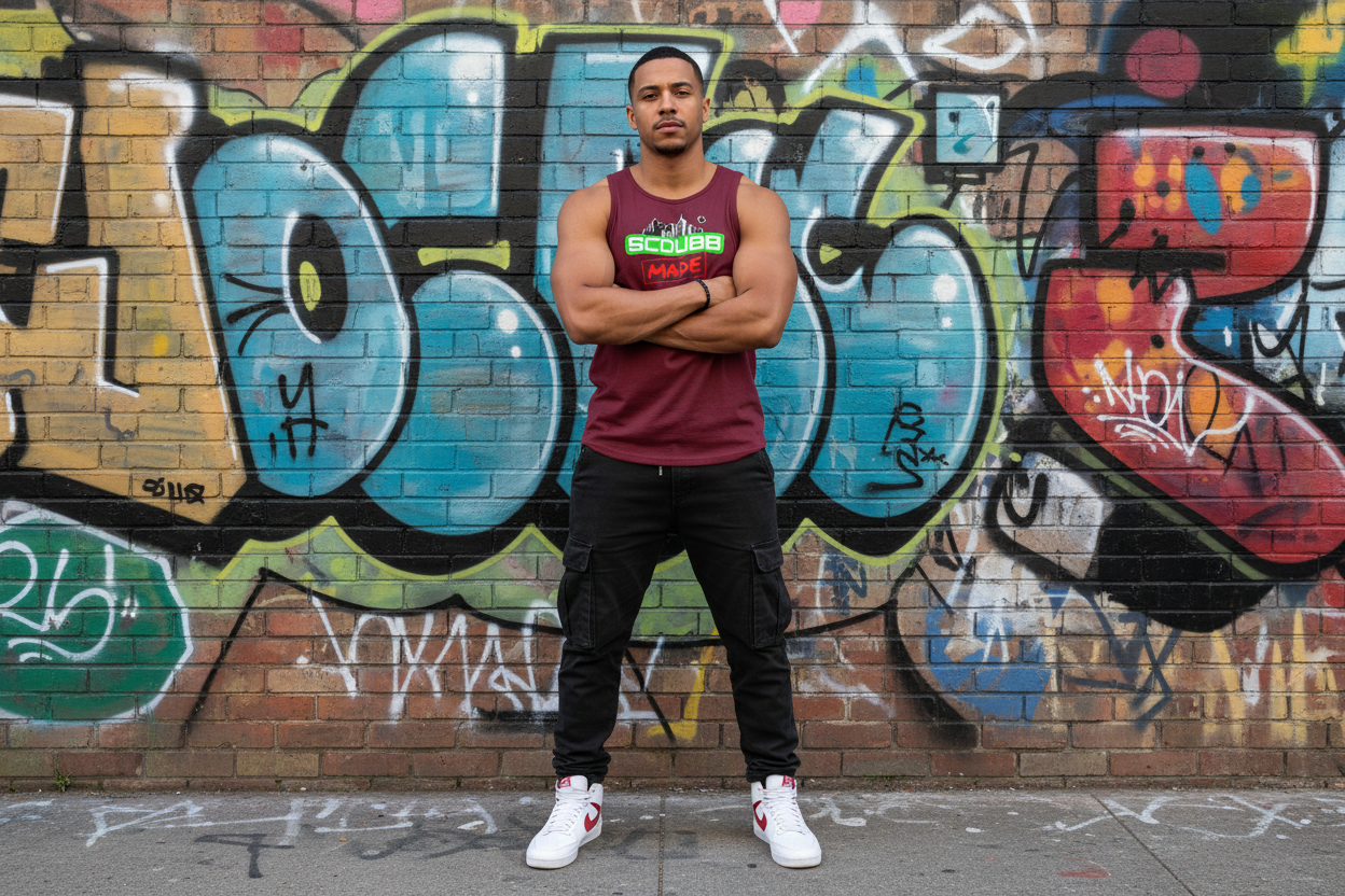 SCDUBB MADE maroon tank top full body
