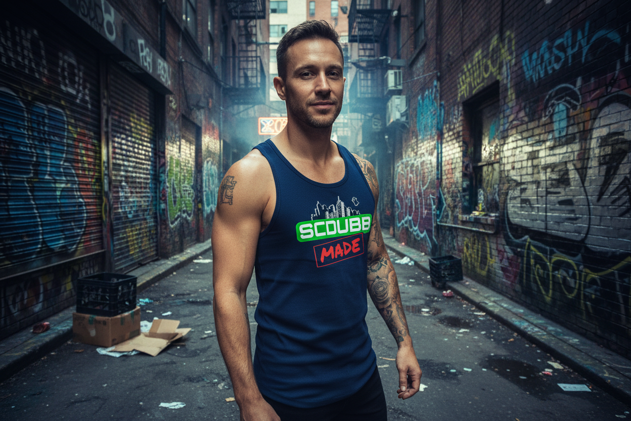 SCDUBB MADE navy tank top three-quarter