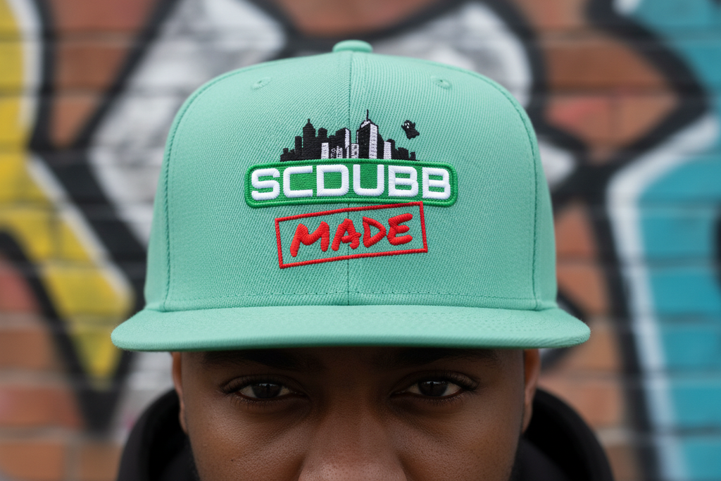 SCDUBB MADE mint green hat close-up
