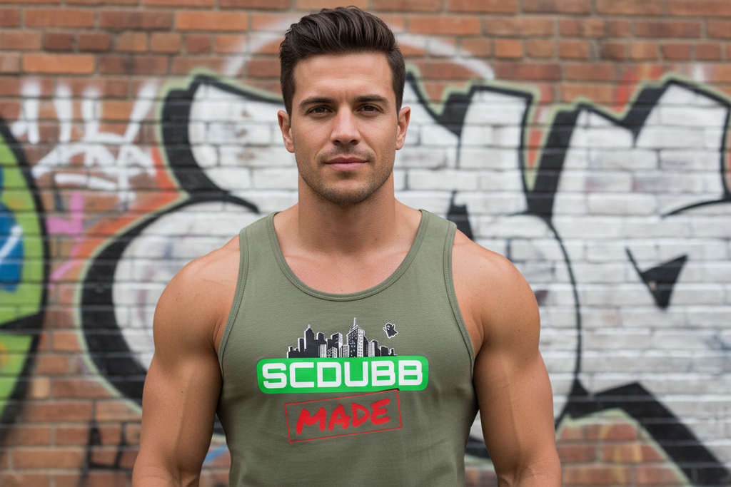SCDUBB MADE olive tank top close-up