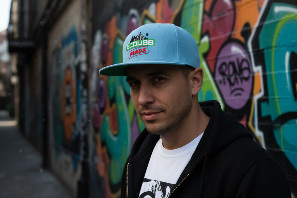 SCDUBB MADE light blue hat three-quarter angle