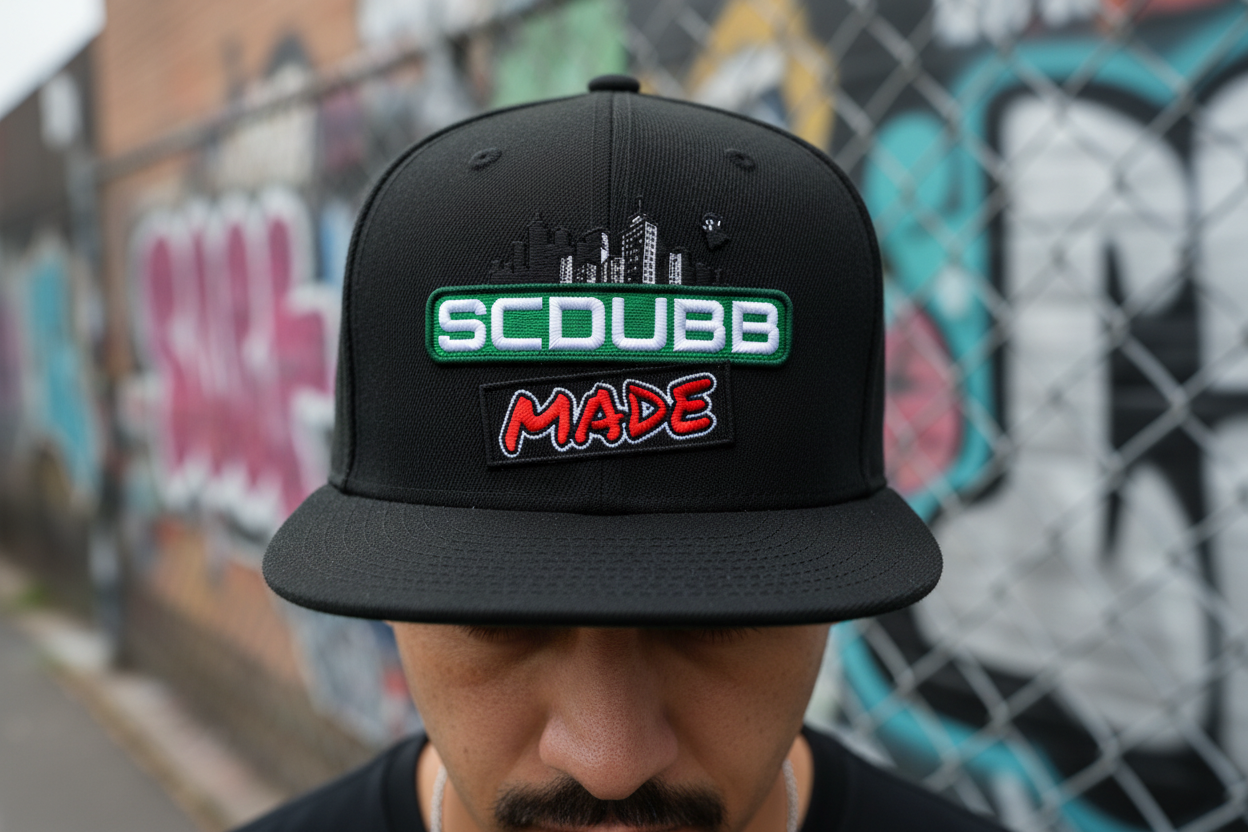 SCDUBB MADE black hat close-up