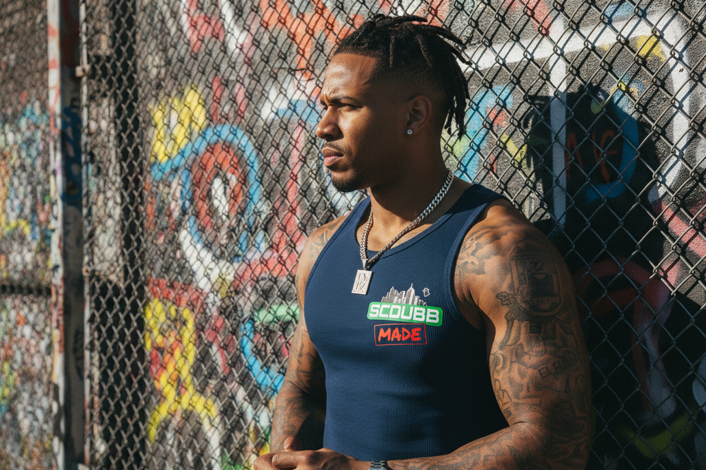 SCDUBB MADE navy tank top side