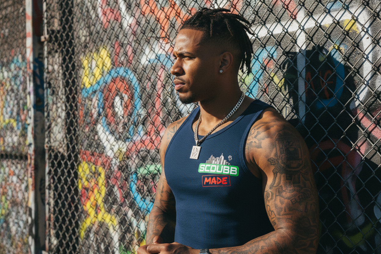 SCDUBB MADE navy tank top side