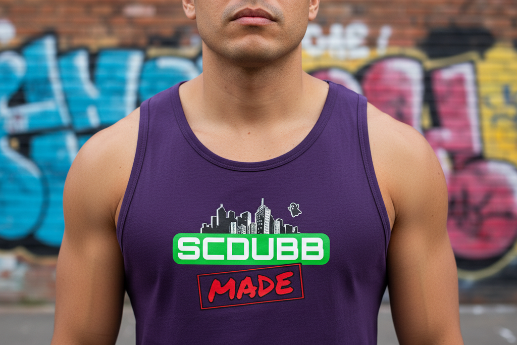 SCDUBB MADE purple tank top close-up