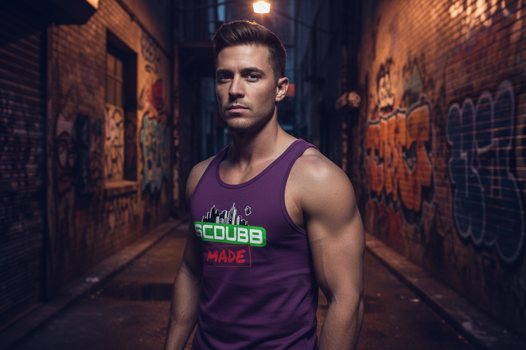 SCDUBB MADE purple tank top three-quarter