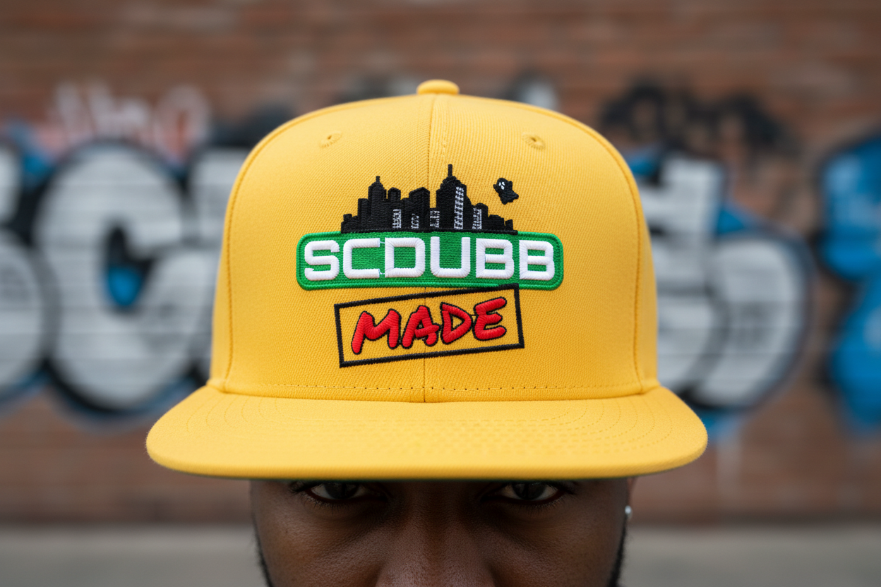 SCDUBB MADE yellow hat close-up